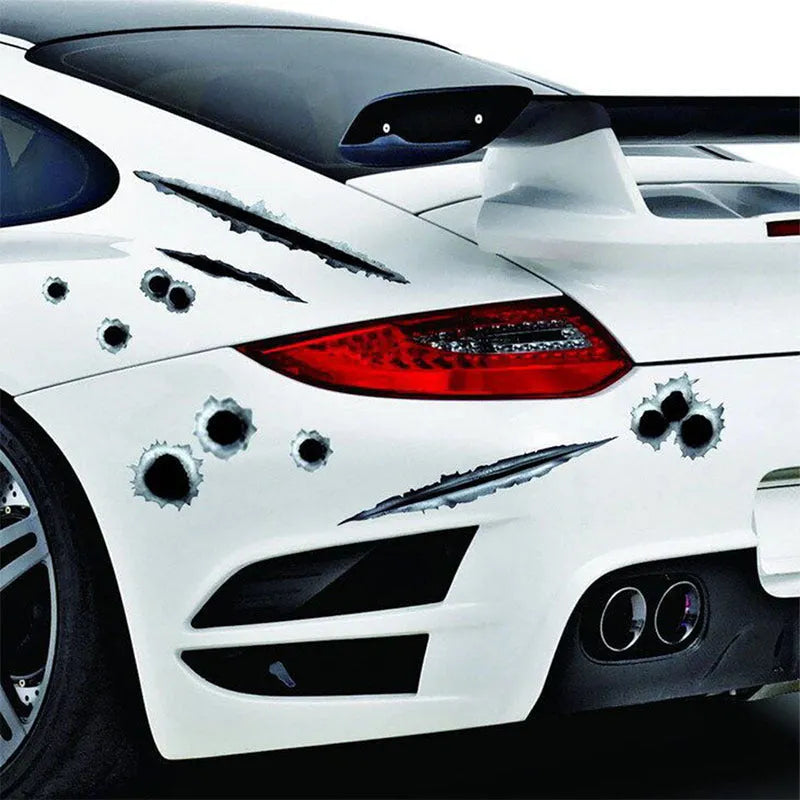 Car scratch simulation bullet hole crack sticker 21x30cm vinyl decal four styles