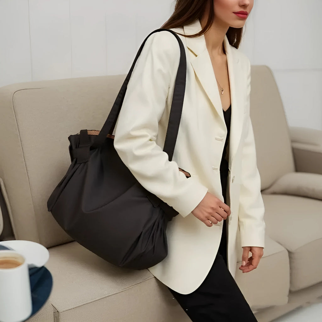 Women's waterproof Oxford cloth shoulder crossbody bag with expansion capability for travel and camping storage
