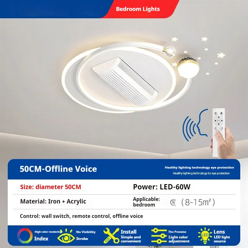Leafless fan lamp ceiling light offline voice control 110cm PVC Nordic style