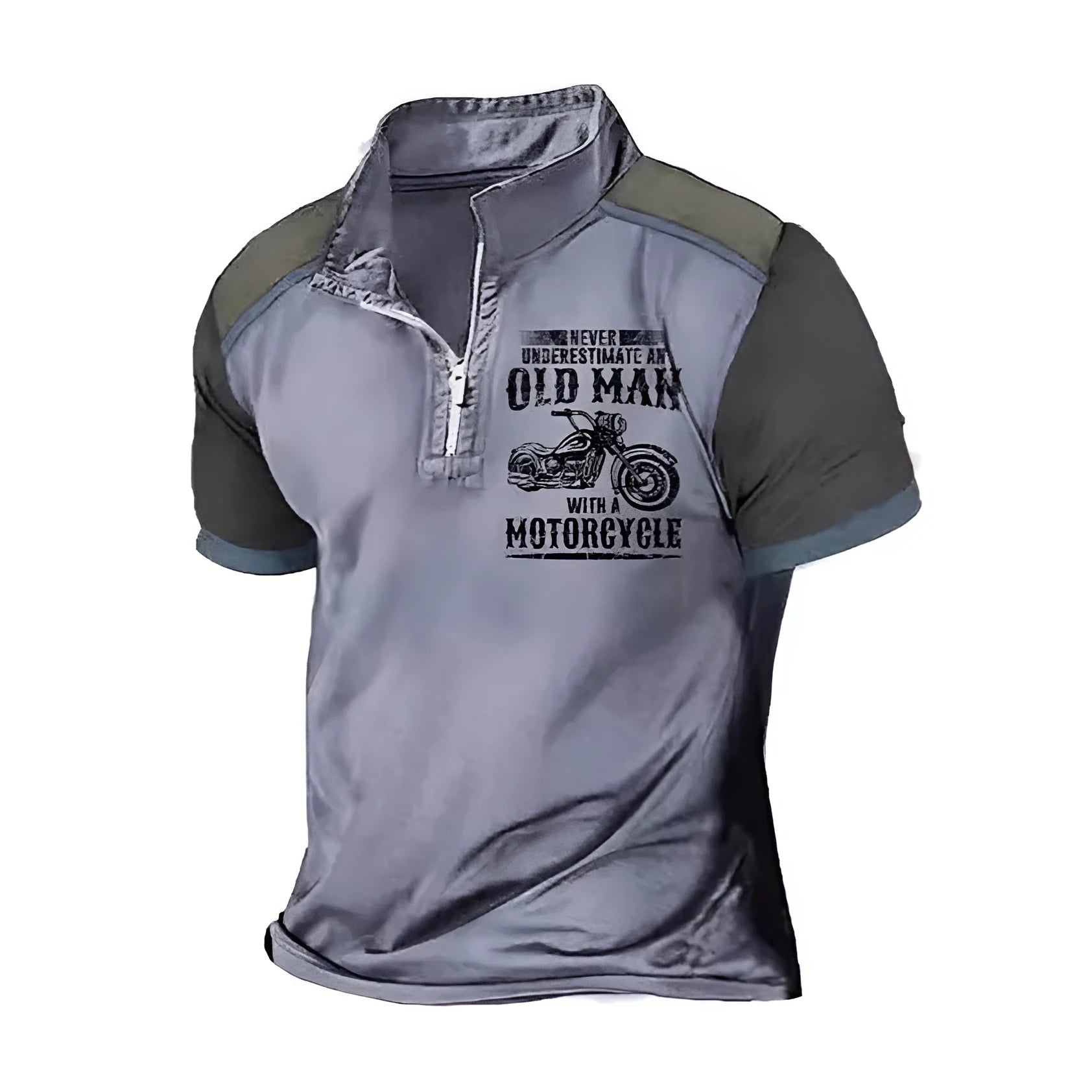 Men's casual lapel polo shirt with digital letter print on short sleeves.