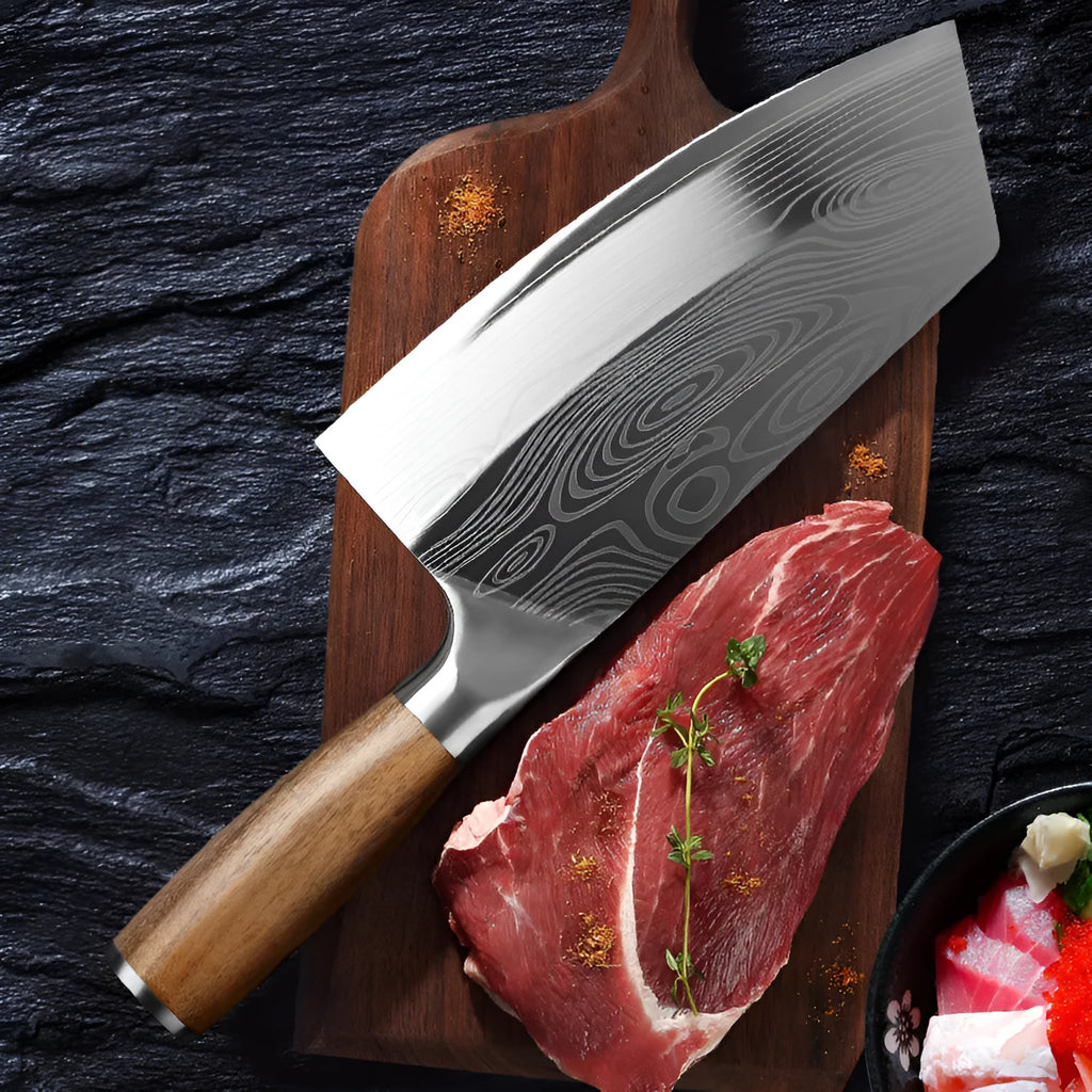 320mm stainless steel kitchen knife with 40cr13 steel blade and dual-forged construction