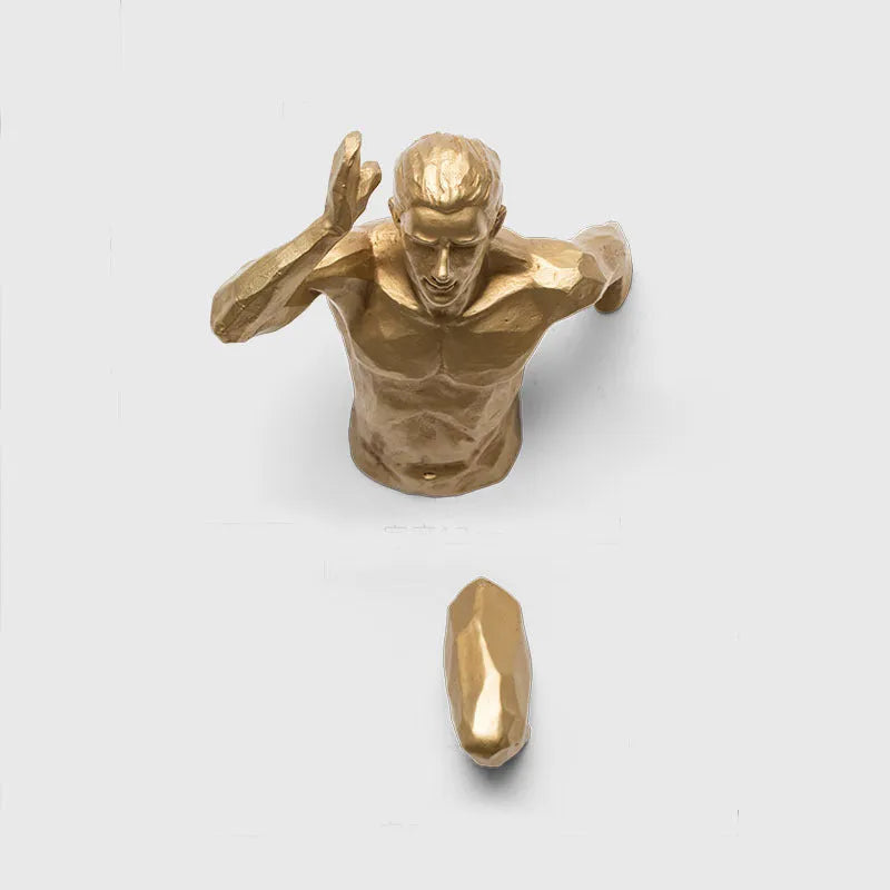 Modern resin character wall hanging in a choice of left or right facing design with copper, gold, or silver finish.
