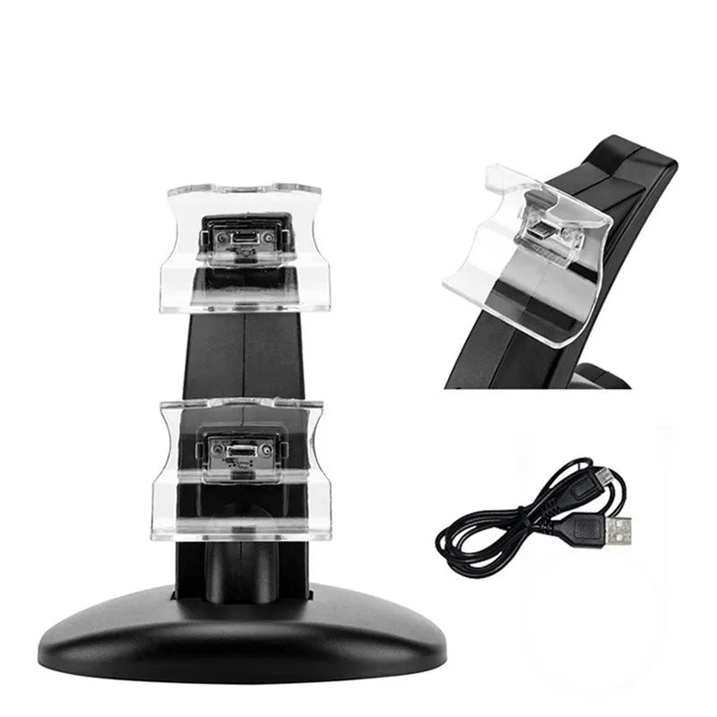 Black Xbox One dual controller charging stand holding two gamepads