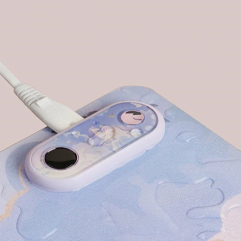 PVC leather desktop heating pad with idyllic pattern design on office desk