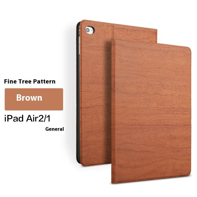Imitation leather iPad protective case with built-in stand bracket in black and sapphire blue colours.