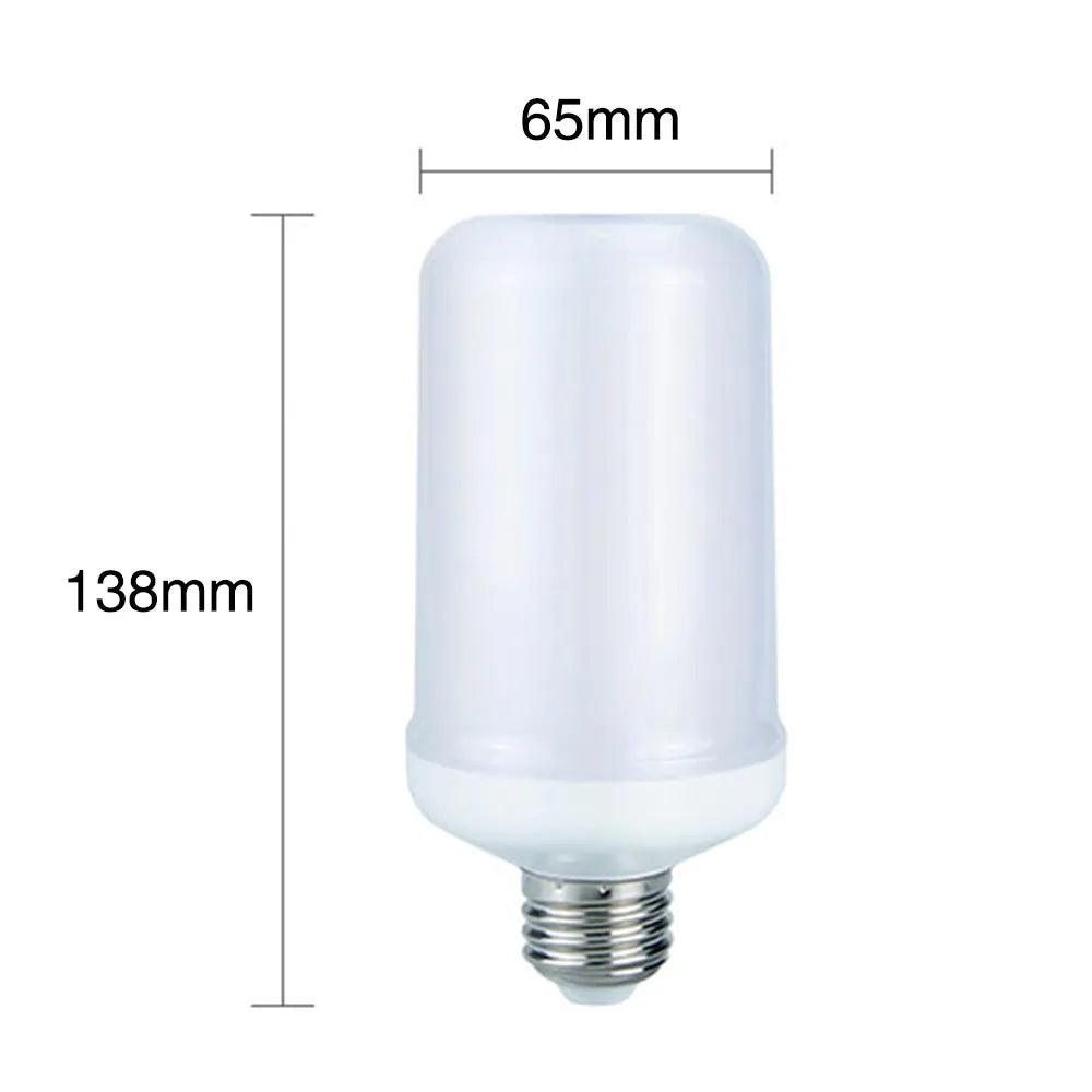 Decorative LED bulb emitting a flickering orange flame-like light effect.