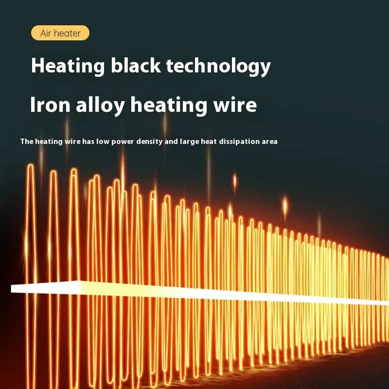 Small white compact electric heater for desk use with dimensions 290mm by 224mm by 160mm.