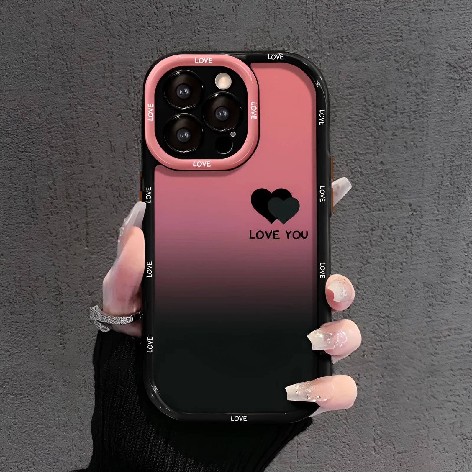 Acrylic fine hole phone case with drop protection for iPhone and Huawei smartphones in cream shell with black design