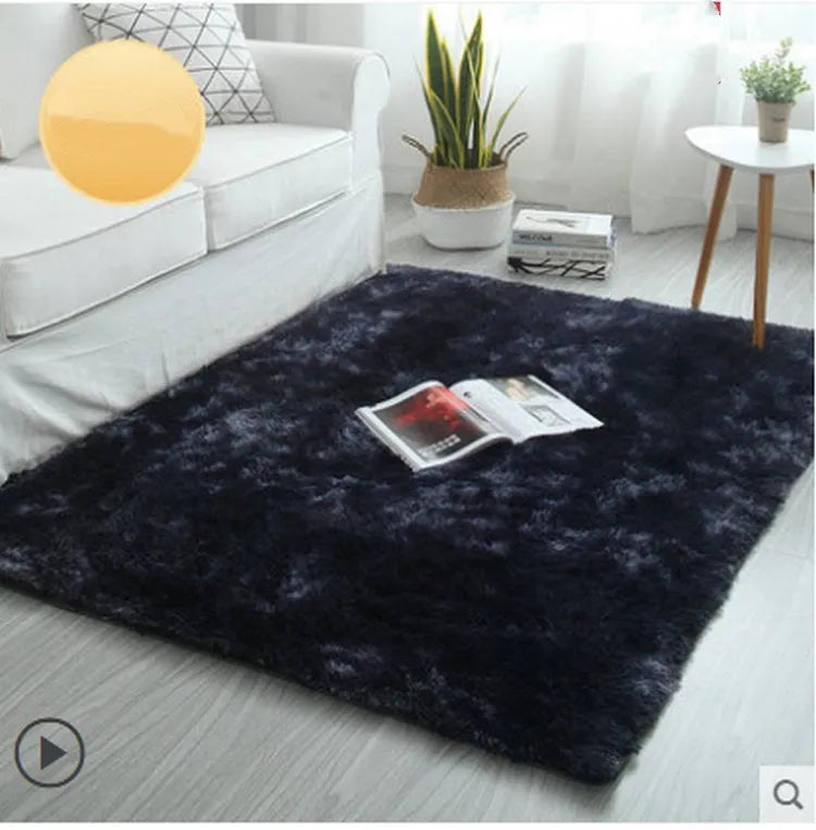 Nordic tie-dye gradient polyester carpet in blue with machine-woven texture, 100x160cm size