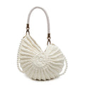 Women's handmade woven cloth bag with double straps and phone compartment in European American retro style