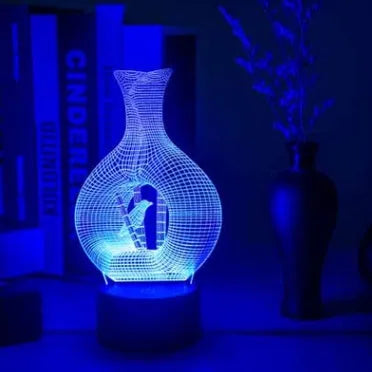 Creative 3D acrylic LED night light with ABS base showing multi-colour illumination