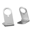 Silver vertical adjustable magnetic car bracket for iPhone 12 mounted on dashboard