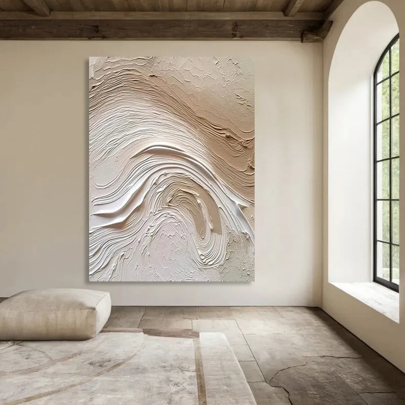 Handmade oil painting on canvas, 50 x 70cm frameless, cream wind entrance decoration in simple modern style
