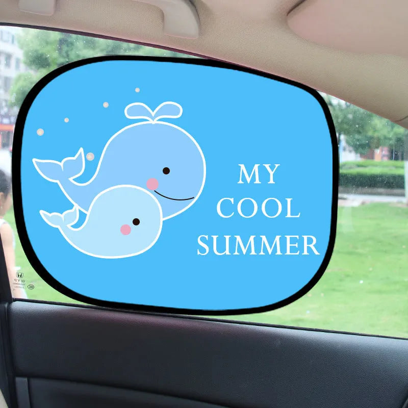 Electrostatic adsorption car sunshade pair with animal designs for side window sun protection