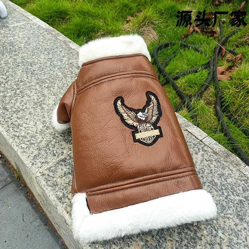 Black and brown leather jacket and vest for dogs or cats in sizes XS to L