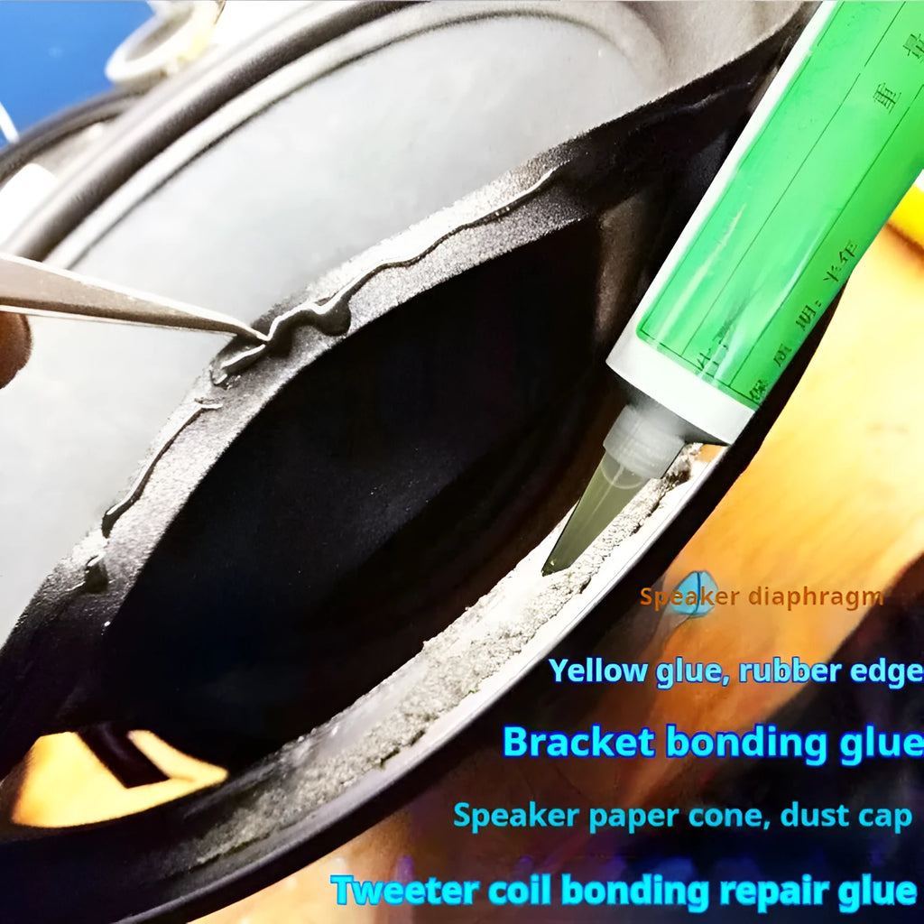Special glue for speaker repair, 70ml green liquid rubber-based adhesive in container