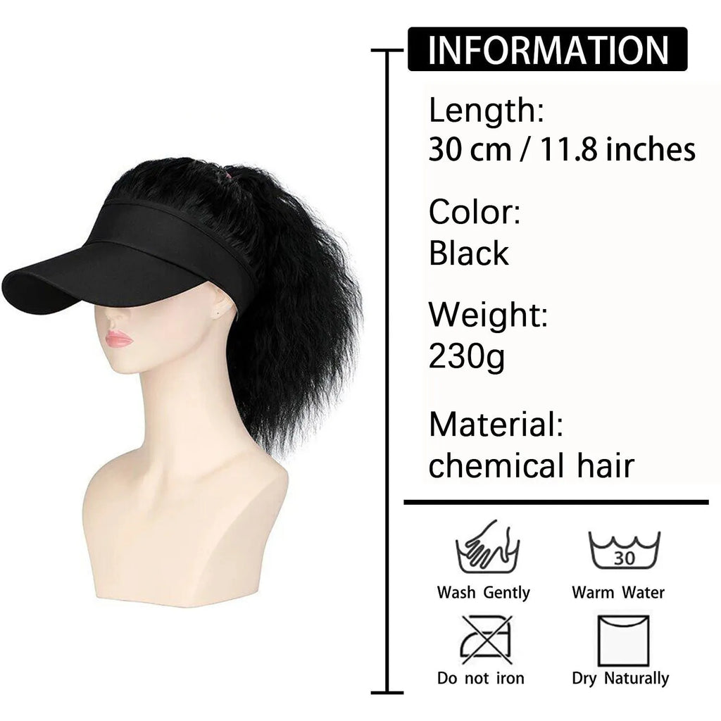 Women's short wavy roll hooded wig in domestic silk hair material showing horse tail waves style