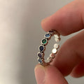 Women's geometric adjustable ring with colourful zircon stones in retro silver colour