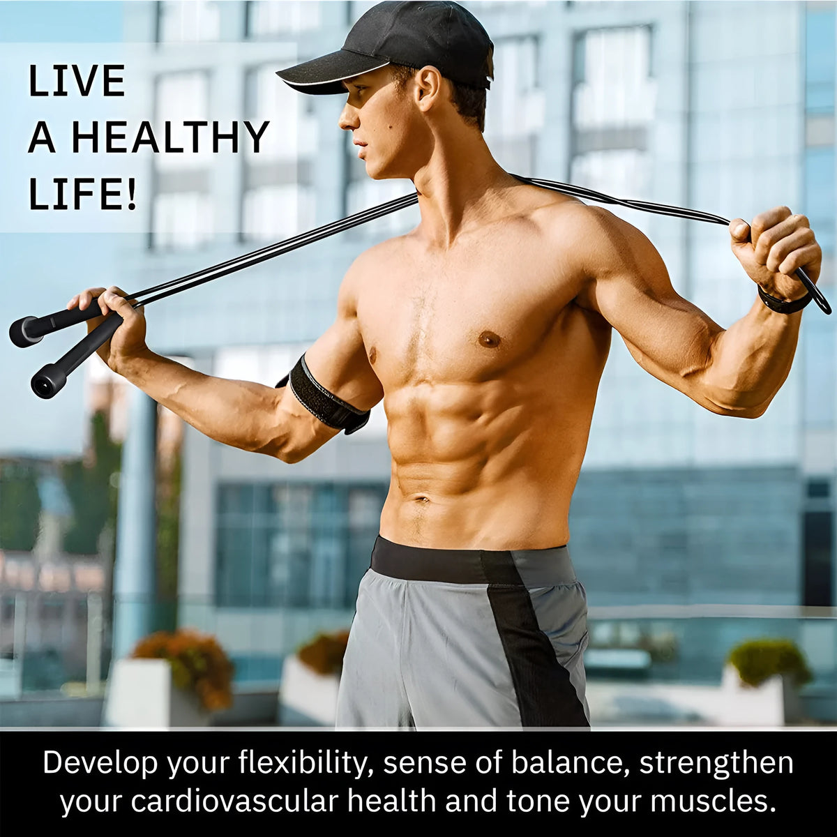 Children's black skipping rope with 2.8m specification, PP material, PVC fitness rope for running sports and training