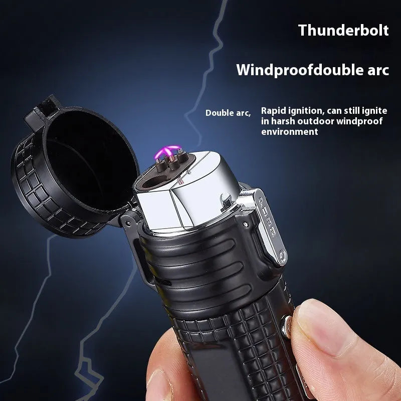 TH727 multi-function waterproof flashlight lighter in metal construction showing five colour options