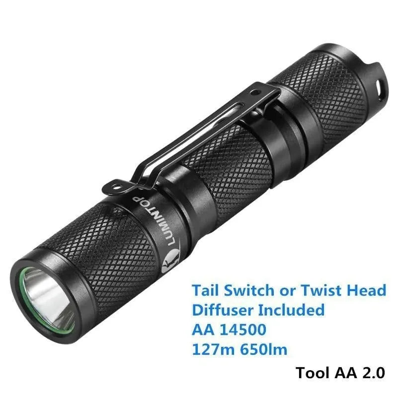 Lumintop Tool AA 2.0 black aluminium keychain flashlight with magnetic tail cap