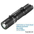 Lumintop Tool AA 2.0 black aluminium keychain flashlight with magnetic tail cap