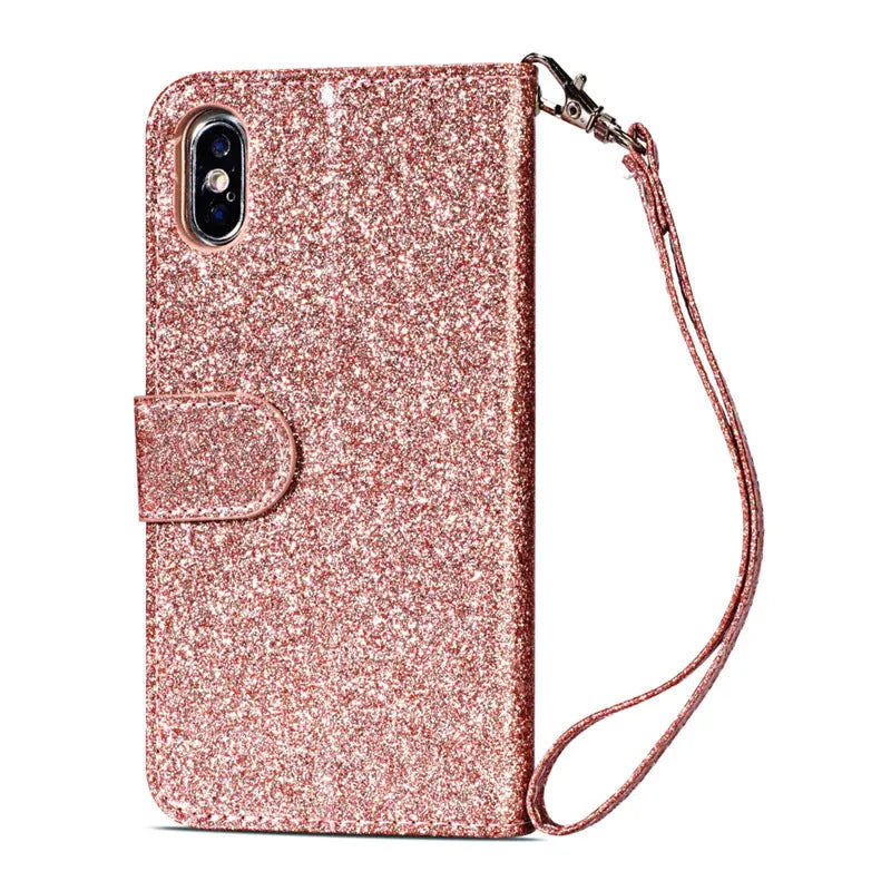 PU zipper wallet case for iPhone in multiple colours showing zip closure
