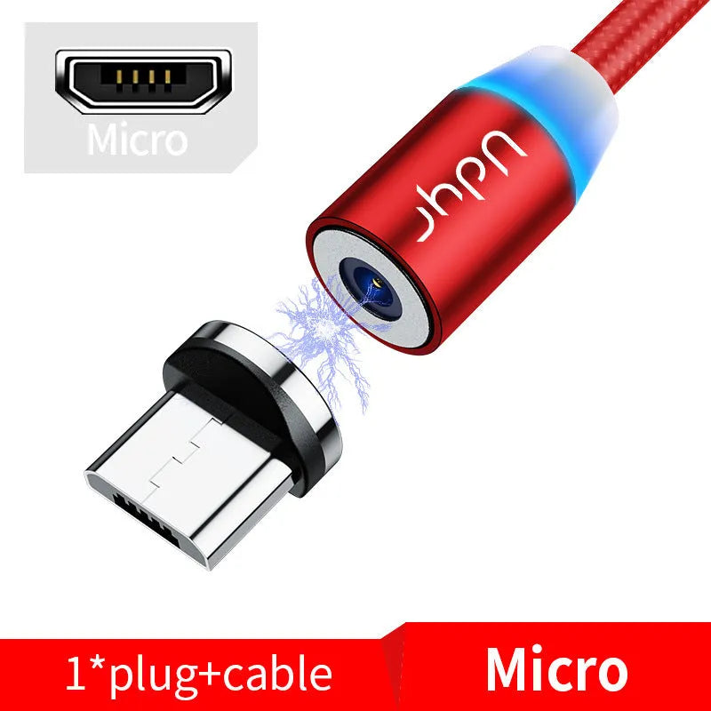 Magnetic USB cable with detachable Android, Apple and Type-C magnetic heads