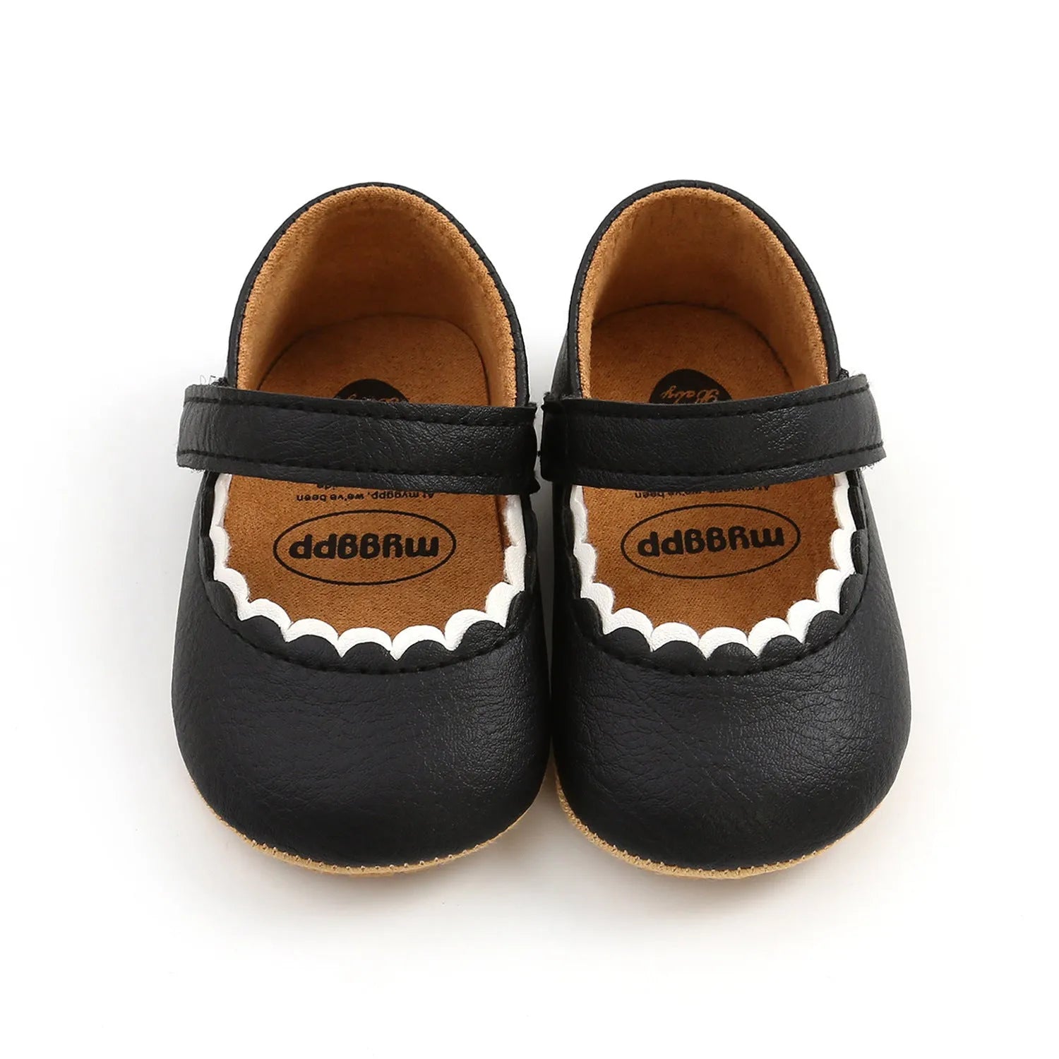 White baby princess toddler shoes with velcro strap closure, low tube design