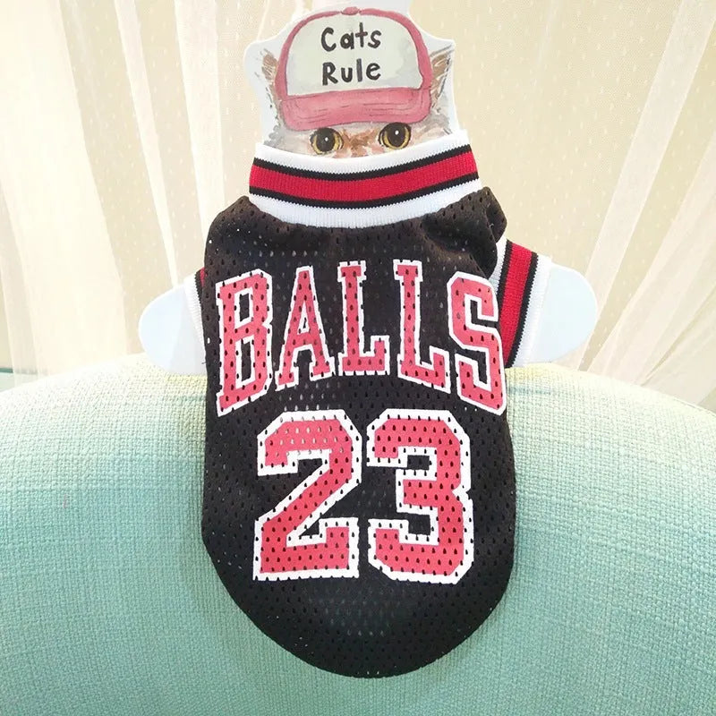 Black and red polyester dog sweatshirt vest in sizes S, M, L, XL, XXL