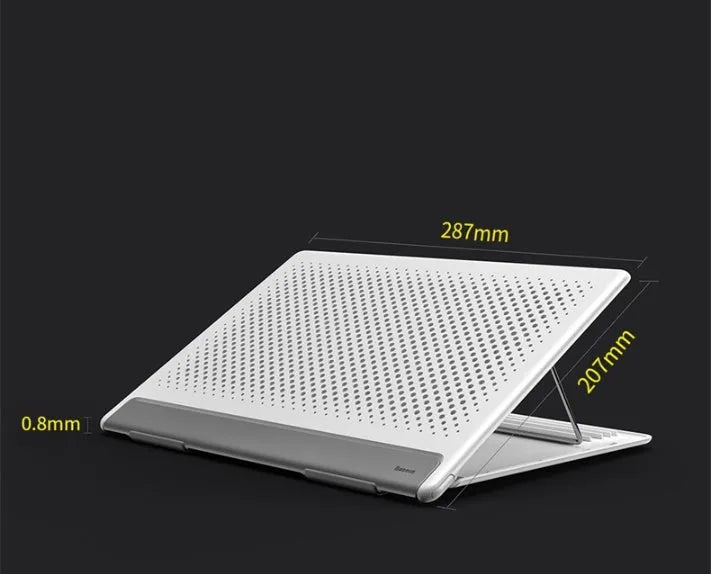 Dongdong portable alloy notebook stand 287x207x0.8mm in Black, shown with a laptop