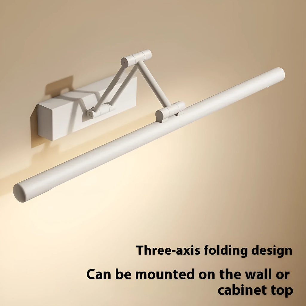 Modern sand black LED strip light mounted above a bathroom mirror, showing even front illumination.