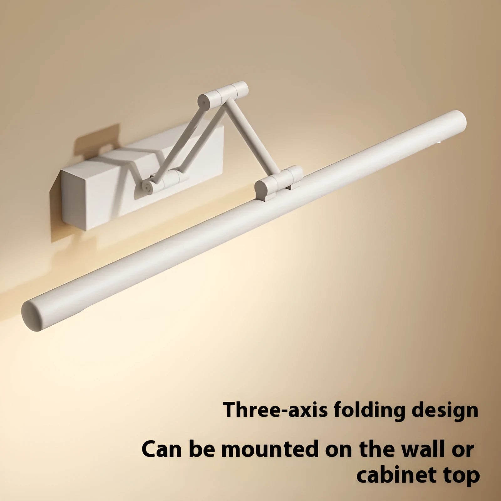 Modern sand black LED strip light mounted above a bathroom mirror, showing even front illumination.