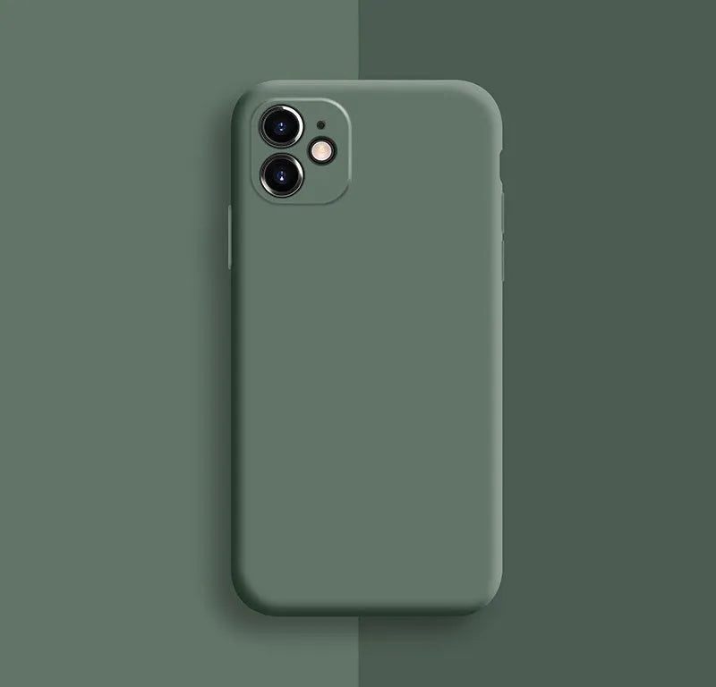 iPhone 11 Pro Max silicone case in solid colour showing front and back views