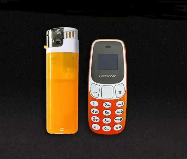 Miniature thumb phone dual SIM ultra-small OLED display blue colour front view