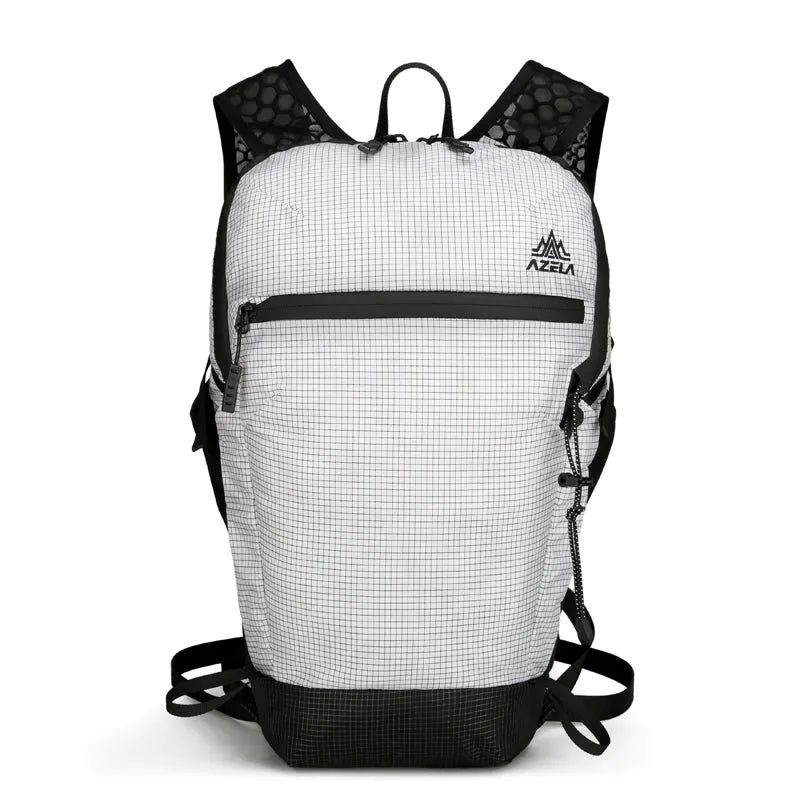 AZELA Grid Pattern Lightweight Hiking Backpack with breathable mesh back, Black colour, outdoor use