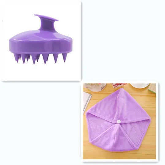Green silicone scalp massage brush with soft bristles measuring 9.5 by 8 by 7.3 centimetres