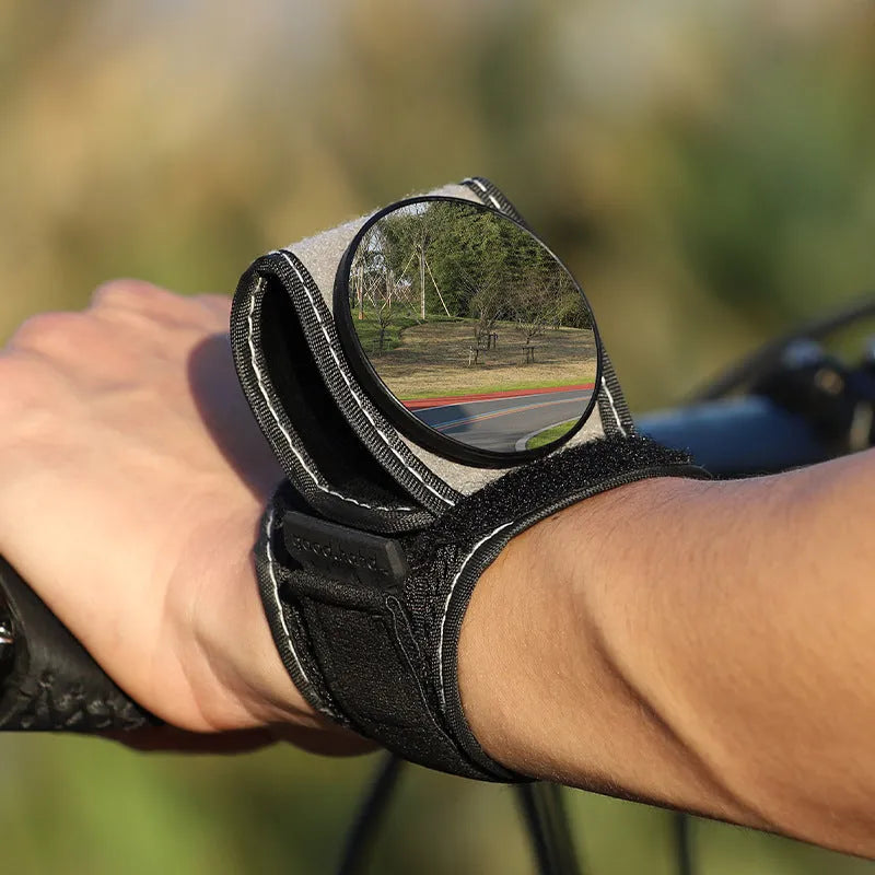 Black nylon bicycle wrist rear-view mirror for cycling safety