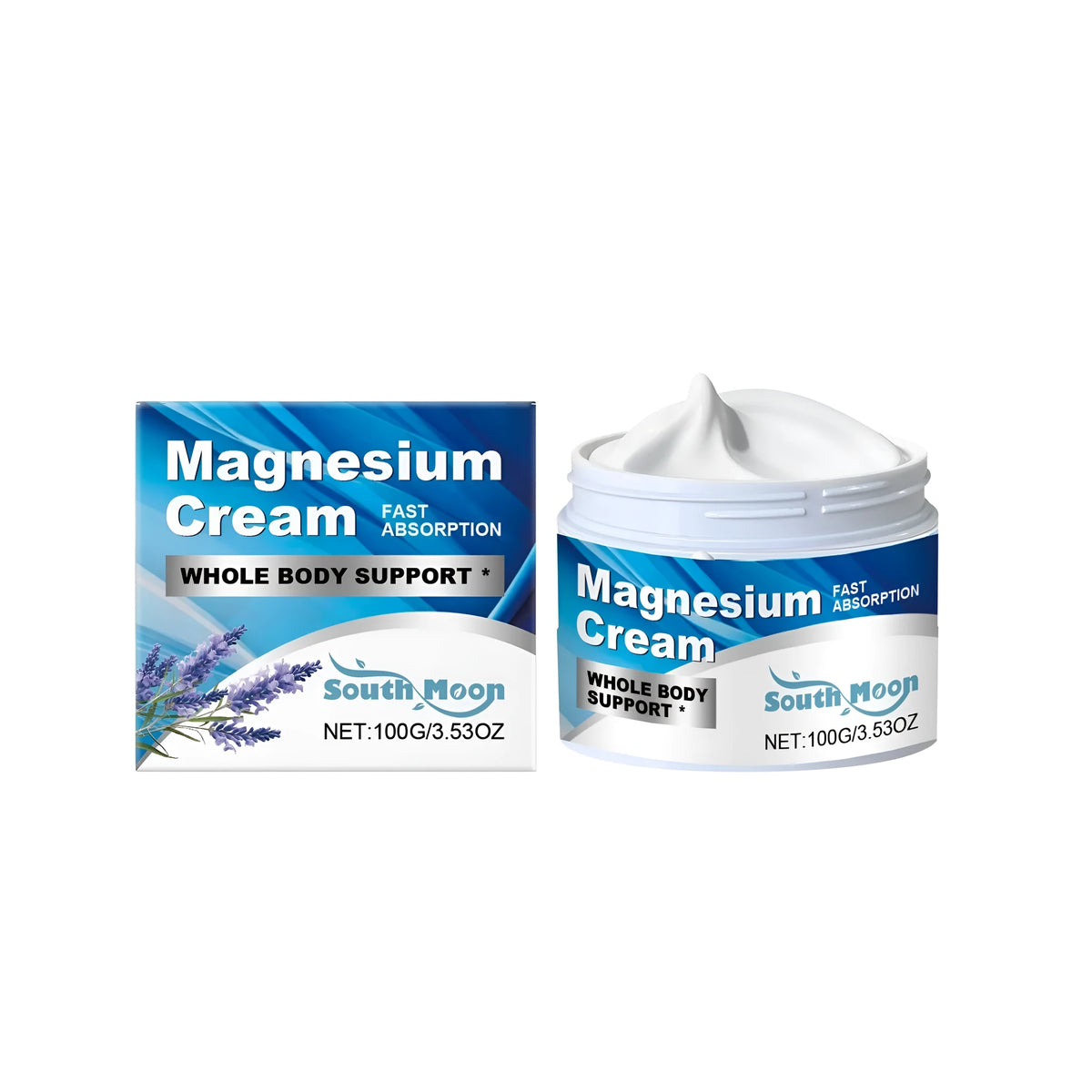 100g jar of soothing magnesium cream with lavender oil for relaxation and skin comfort