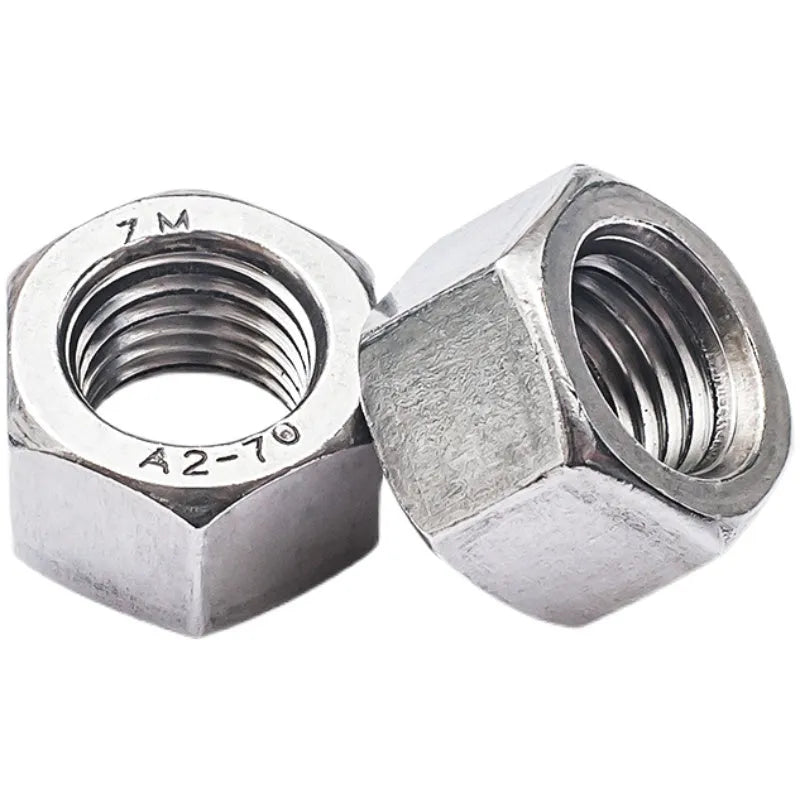 304 stainless steel thickened hexagon nut with metric thread, M6 to M56 size range