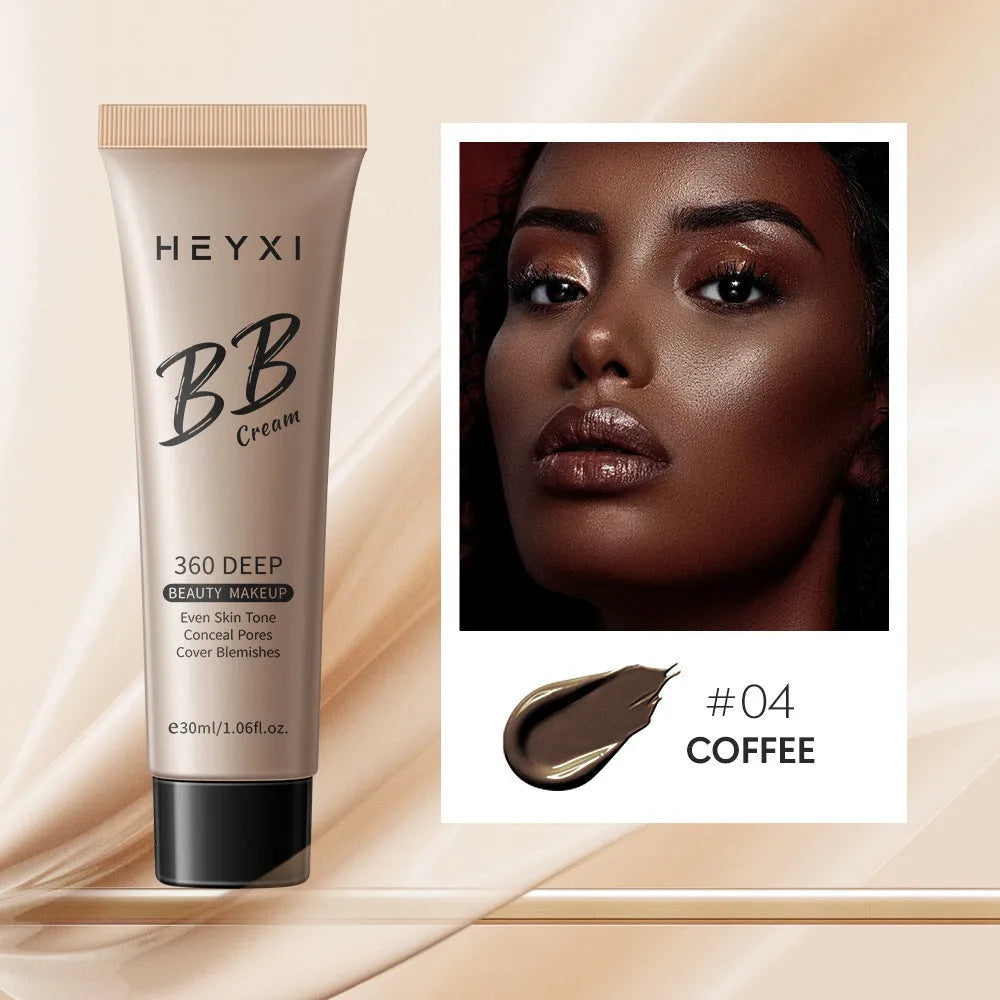 BB cream cosmetic tube in one of four shades (01, 02, 03, 04), waterproof and sweat-resistant formulation.
