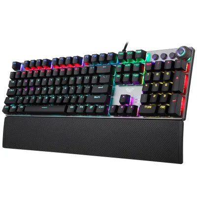 F2088 wired mechanical keyboard with 108 keys and hand rest in black colour