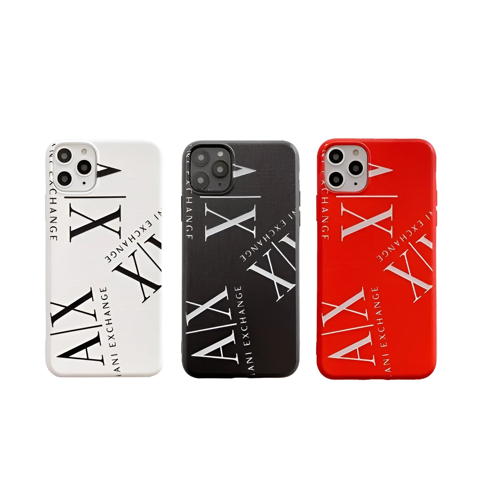 Silicone mobile phone case for iPhone 11, X, 8 and 7 models in black, white and red colours