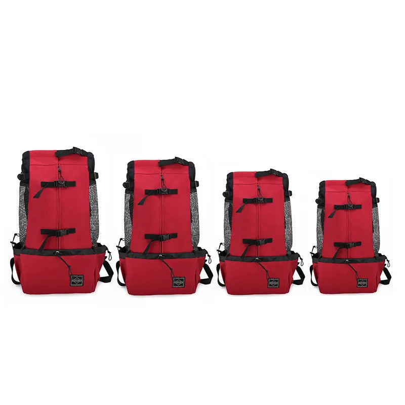 Pet dog carrier backpack in polyester with double shoulder straps, available in multiple sizes and colours