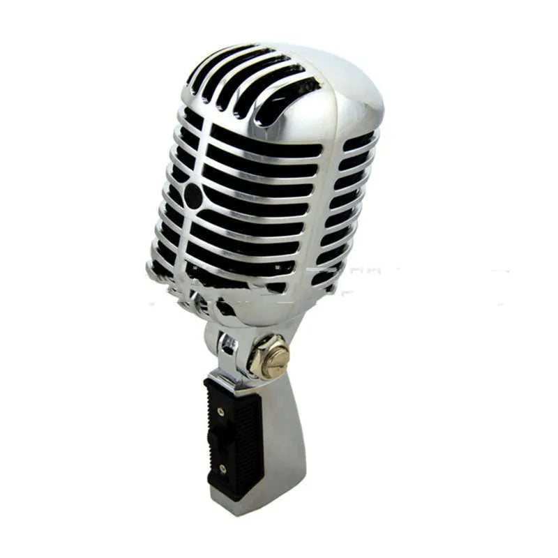Classical retro dynamic stage microphone in gold finish with all-metal construction