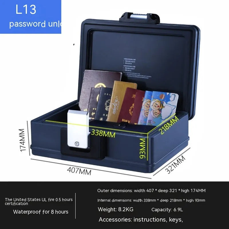 L12 Mechanical 6500G portable steel password safe with combination dial.