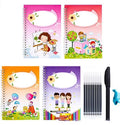 Hard cover magic practice writing book with pen refills and disappearing ink for handwriting