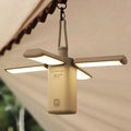 White and green rechargeable outdoor camping lamp with USB charging cable