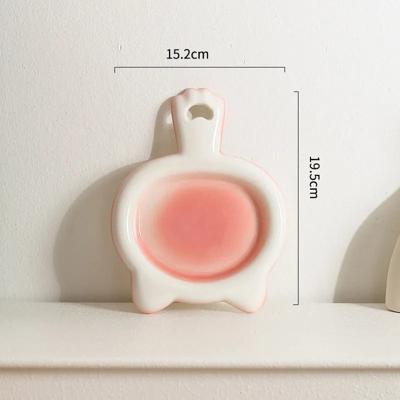 Ceramic cat bowl with shallow design in selected colour showing curved edges for spillage reduction