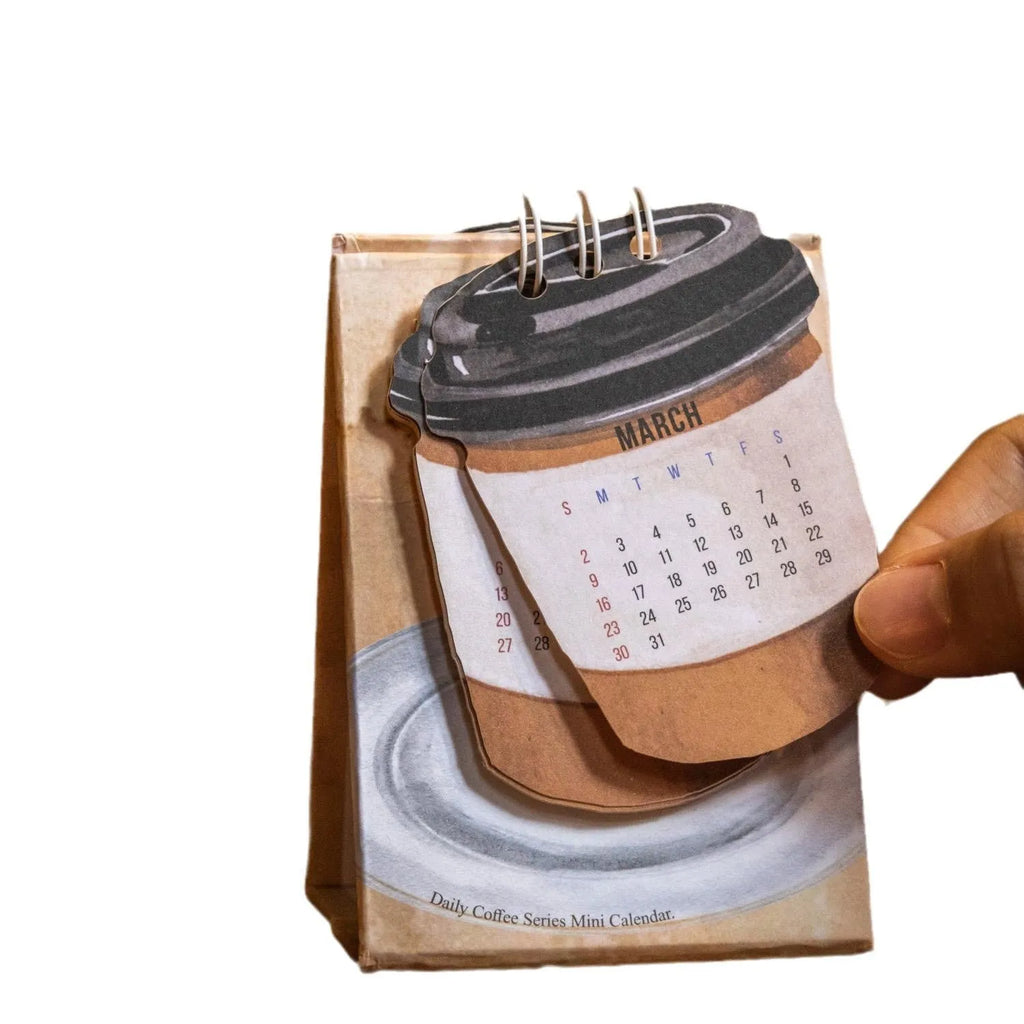 Coffee Time 2025 mini desk calendar with daily coffee design pages